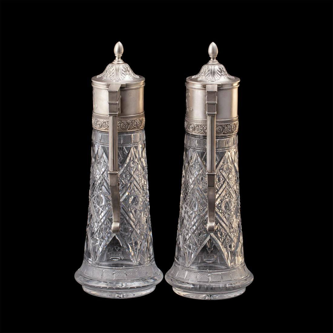 A pair of Russian silver-gilt crystal decanters — image 4
