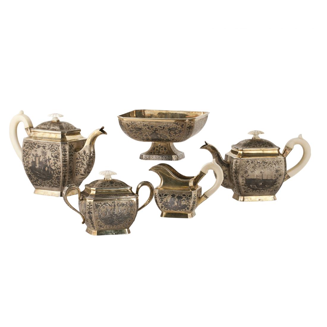 Russian silver niello tea and coffee service — image 1