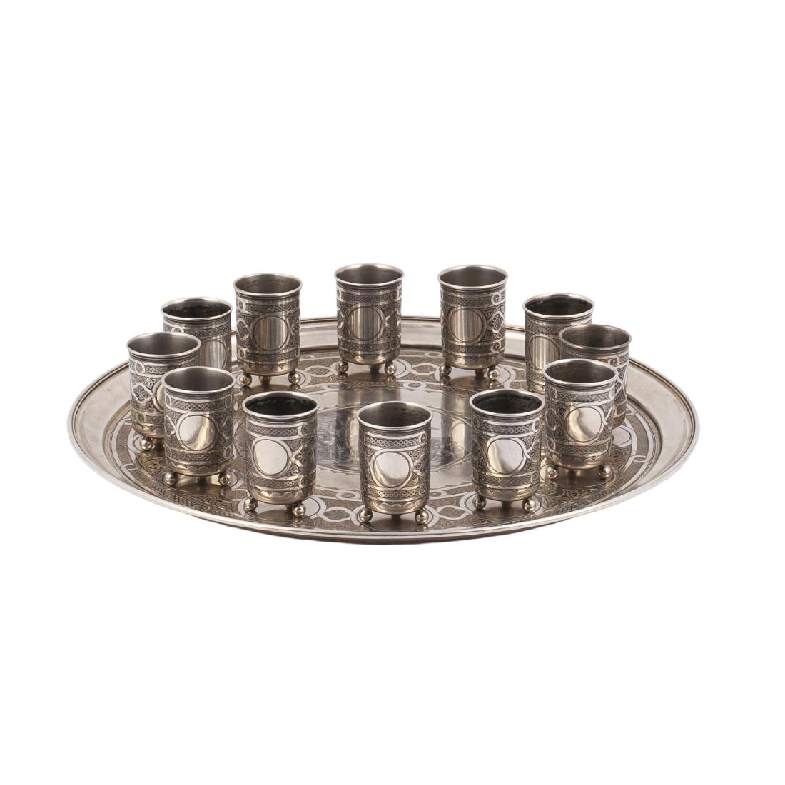 Russian silver-gilt and niello vodka set — image 1