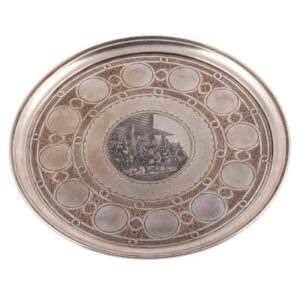 Russian silver-gilt and niello vodka set — image 2