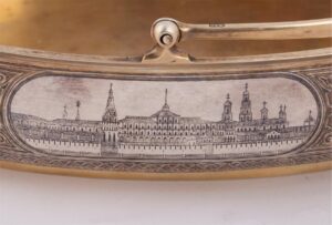 Russian silver-gilt and niello candy vase — image 5