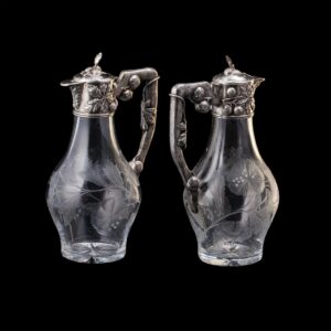 An elegant pair silver-gilt & crystal decanters — image 2