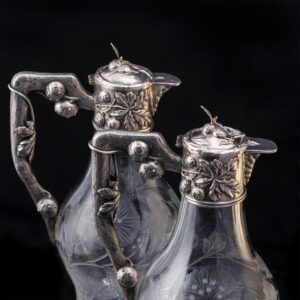 An elegant pair silver-gilt & crystal decanters — image 3