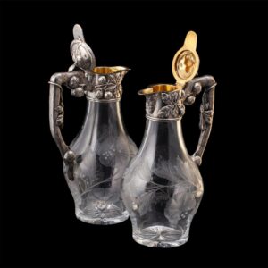 An elegant pair silver-gilt & crystal decanters — image 4