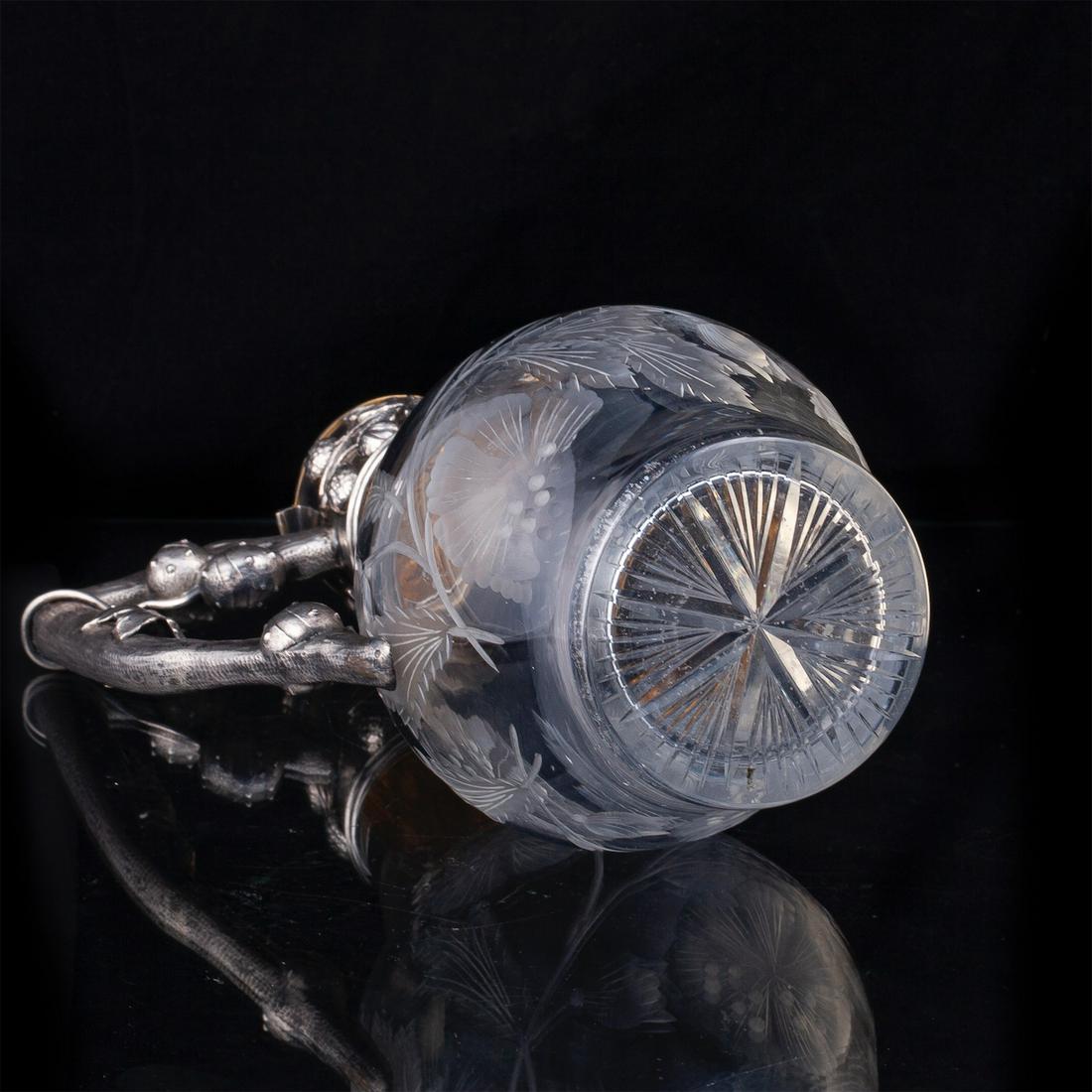 An elegant pair silver-gilt & crystal decanters — image 7