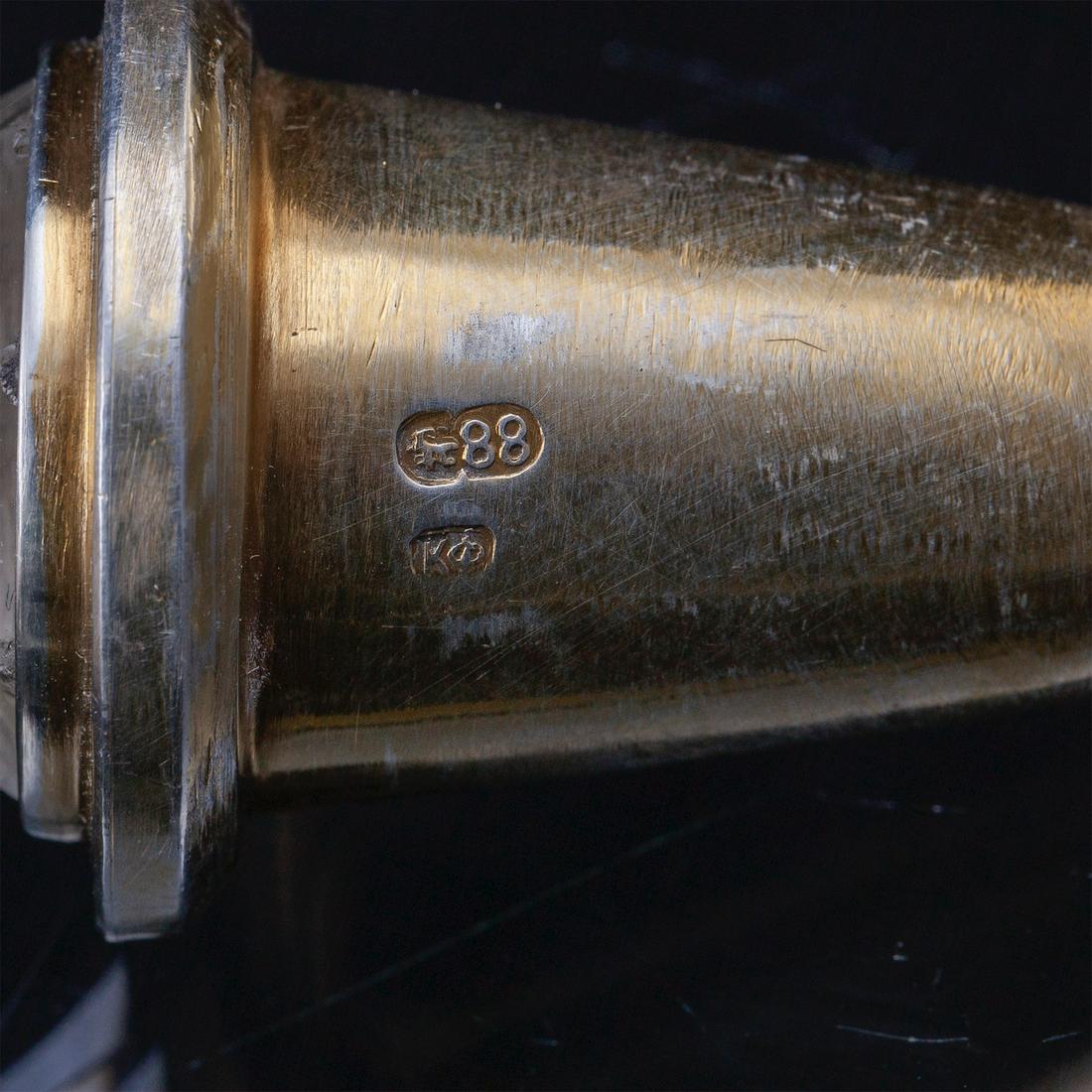 A Faberge silver-gilt and cut-glass carafe — image 6