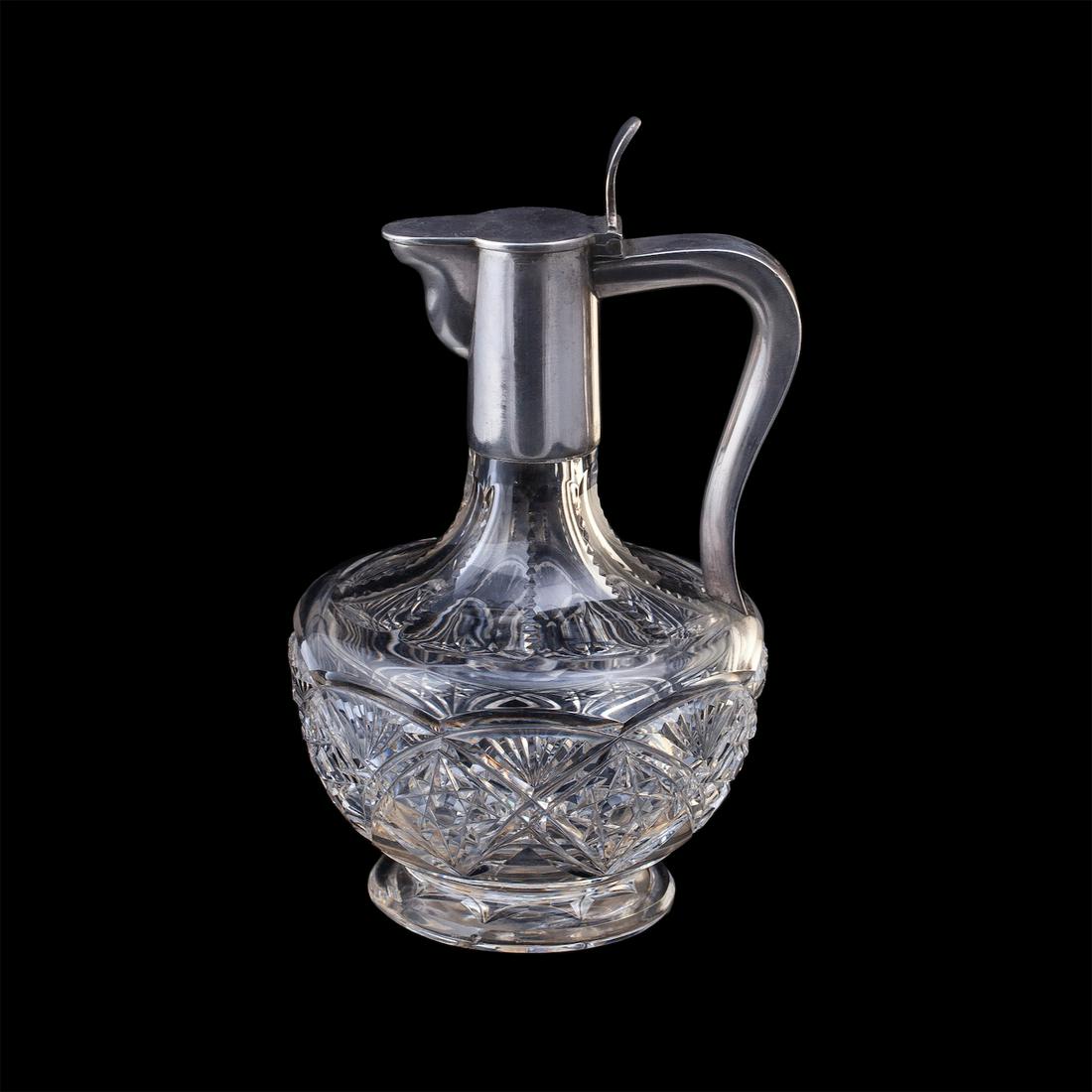 Russian silver-gilt & cut-glass decanter — image 1
