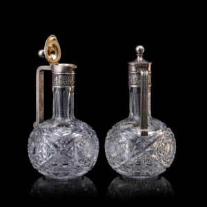 A pair of Faberge silver and cut-glass decanters — image 2