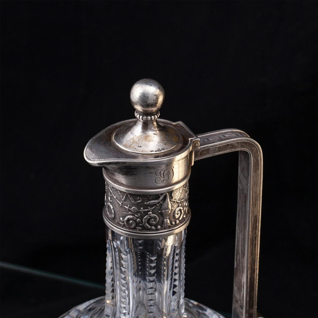 A pair of Faberge silver and cut-glass decanters — image 3