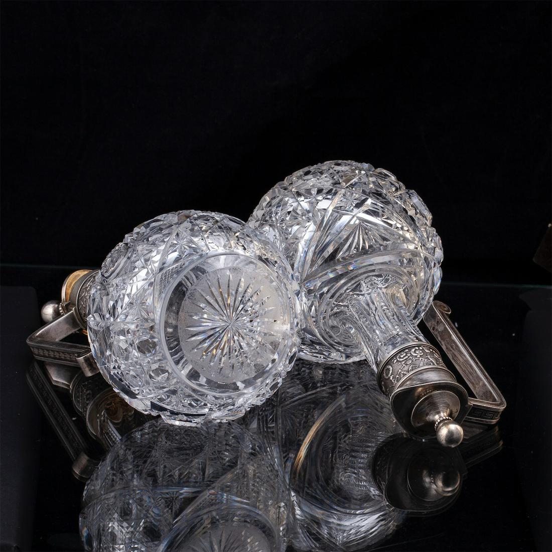 A pair of Faberge silver and cut-glass decanters — image 4