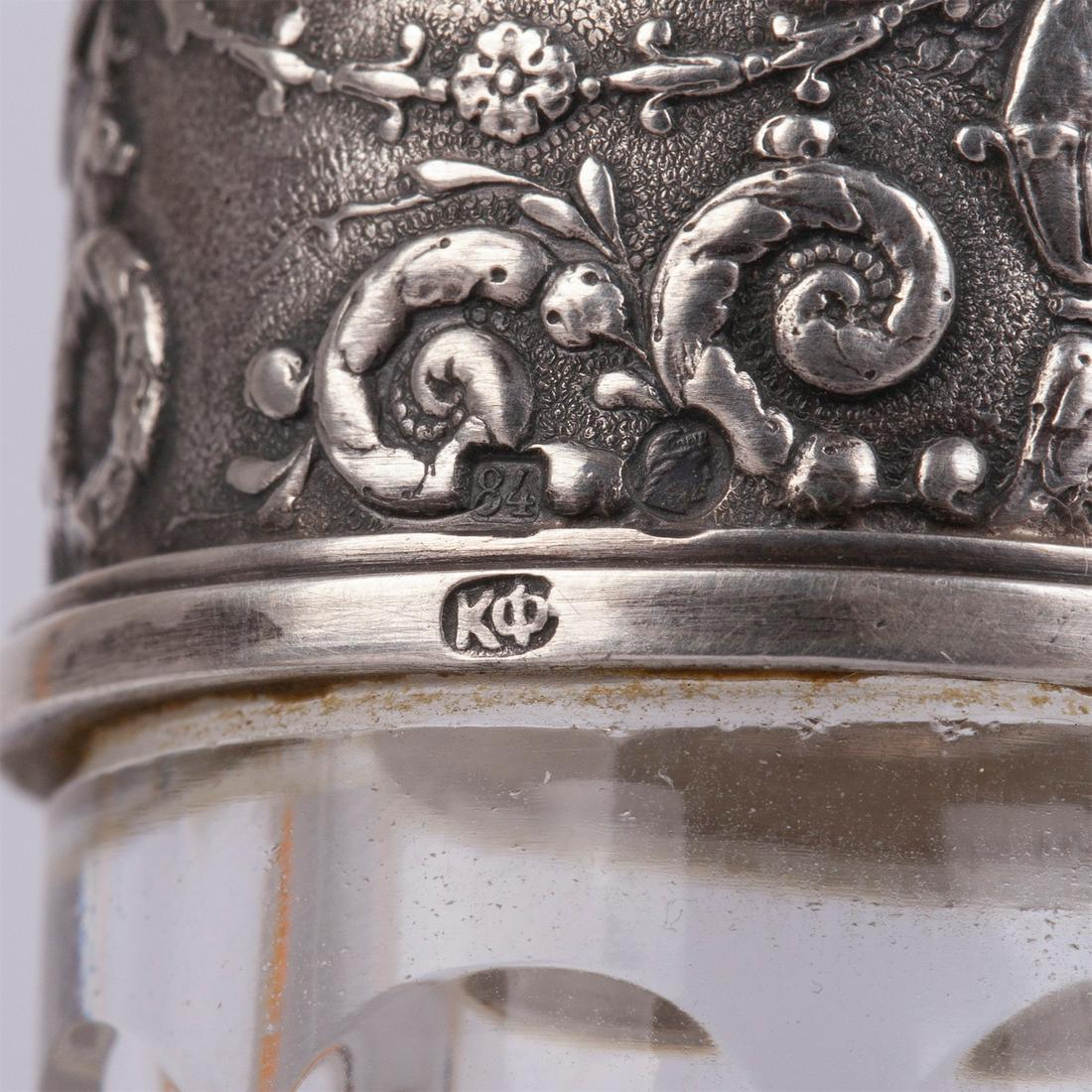A pair of Faberge silver and cut-glass decanters — image 7