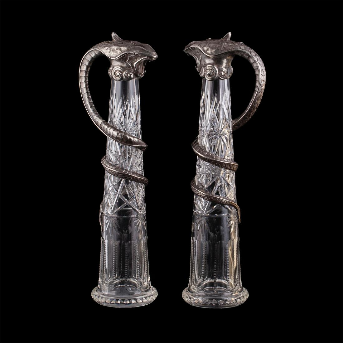 Pair of exceptional sculptural carafes — image 1
