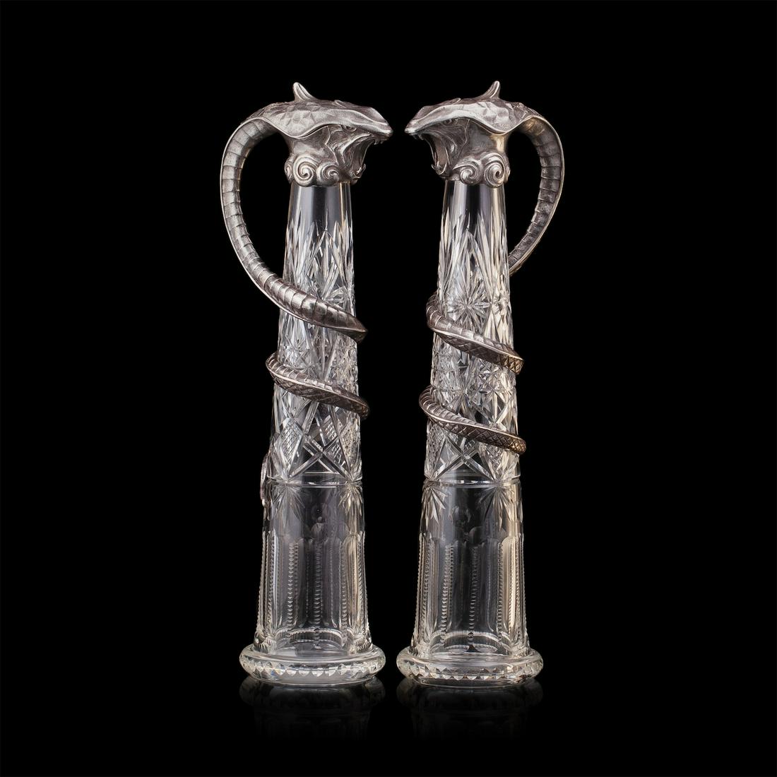 Pair of exceptional sculptural carafes — image 2