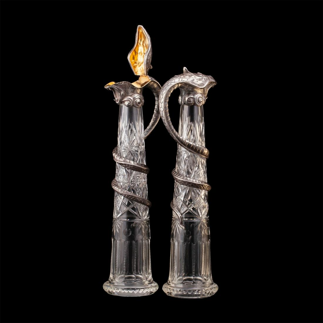 Pair of exceptional sculptural carafes — image 3