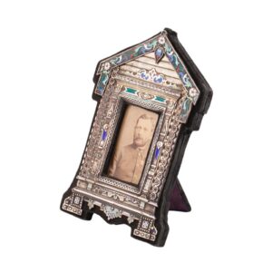 Russian silver and cloisonne enamel photo frame — image 1