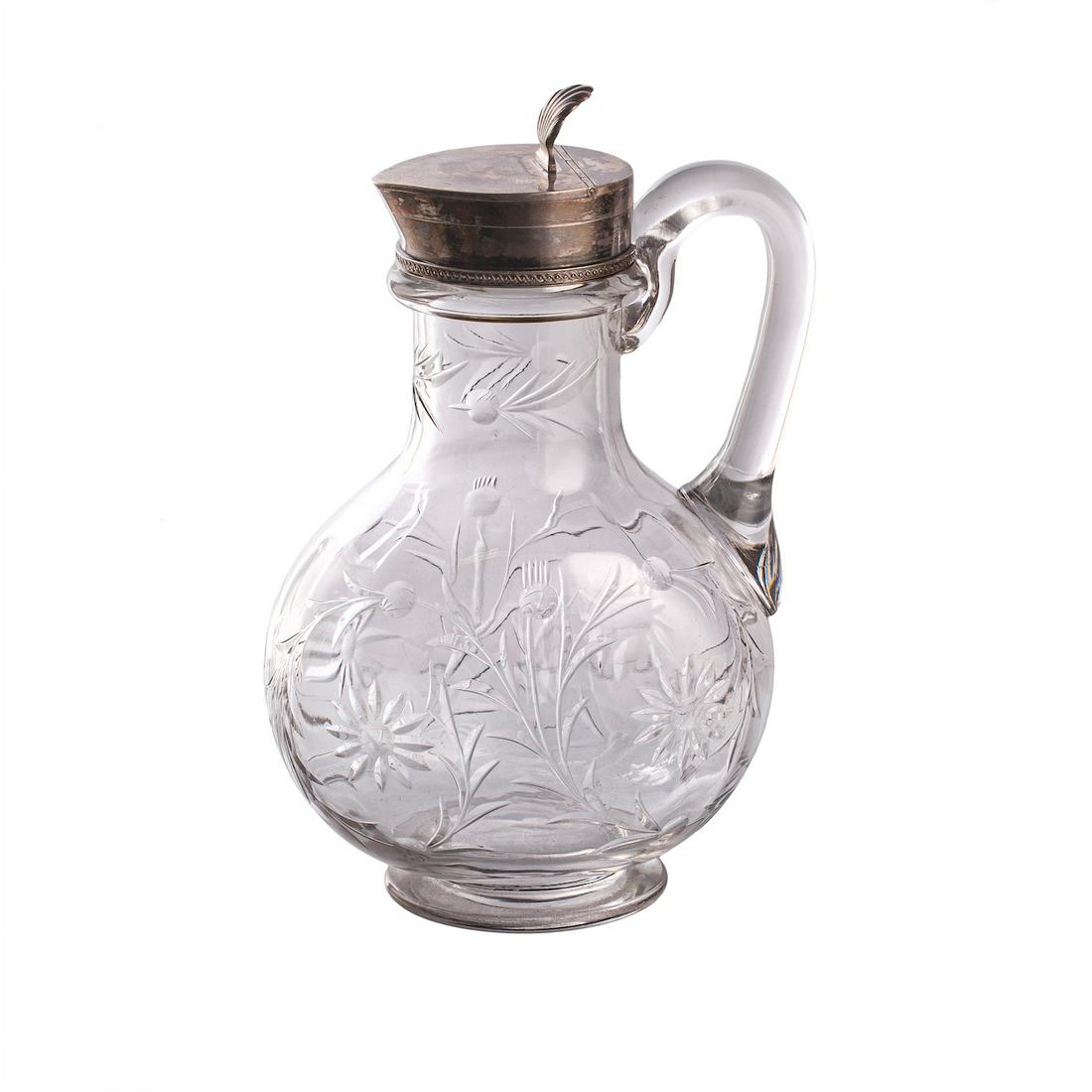 A Russian silver-gilt & cut-glass carafe. Bolin — image 1