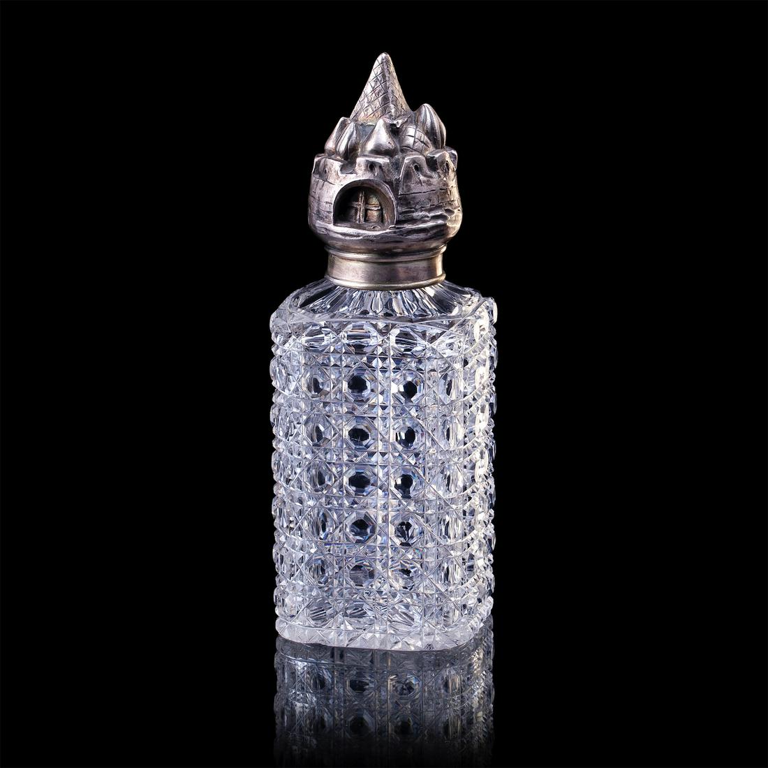 Unusual Russian cast silver and cut-glass shtof — image 1