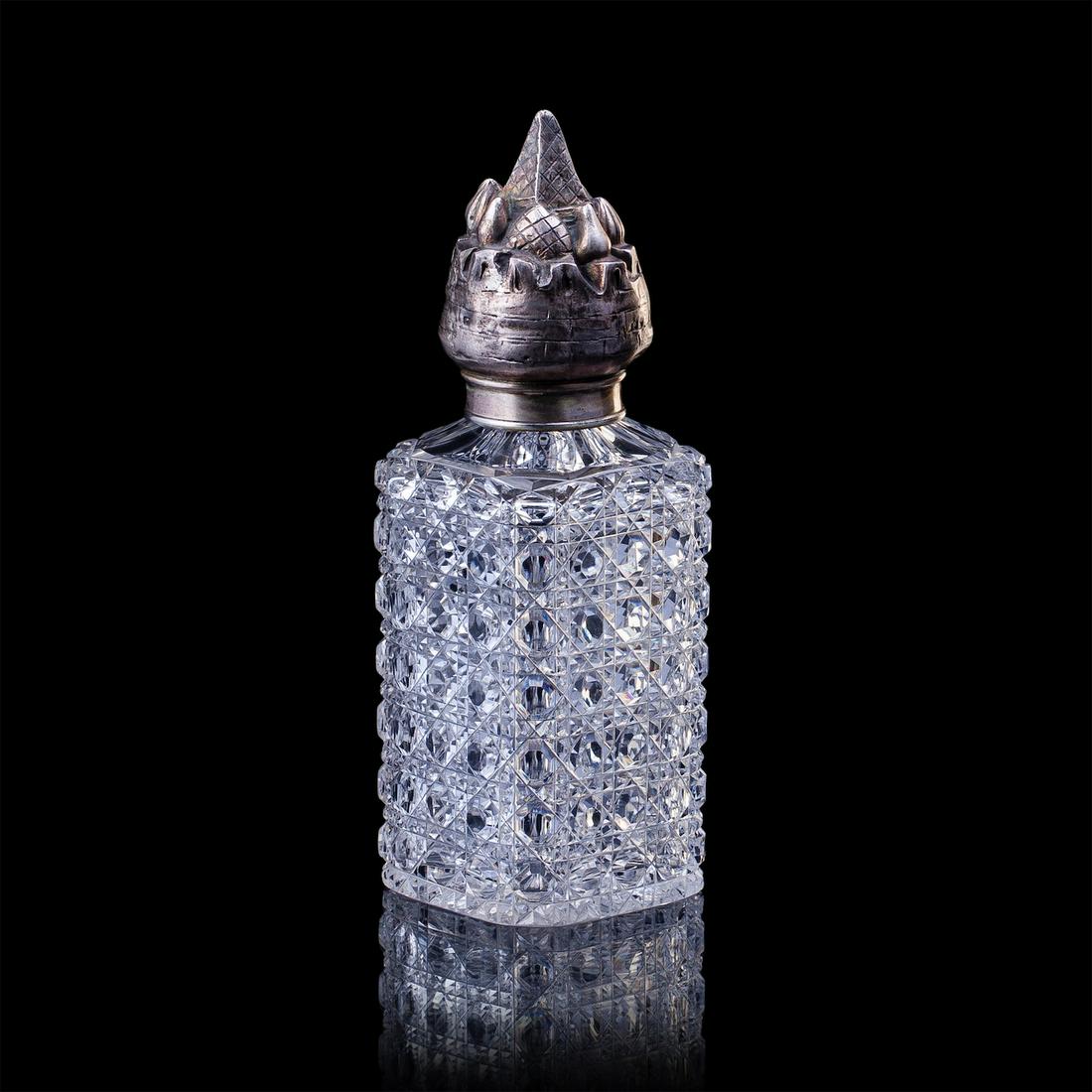 Unusual Russian cast silver and cut-glass shtof — image 2