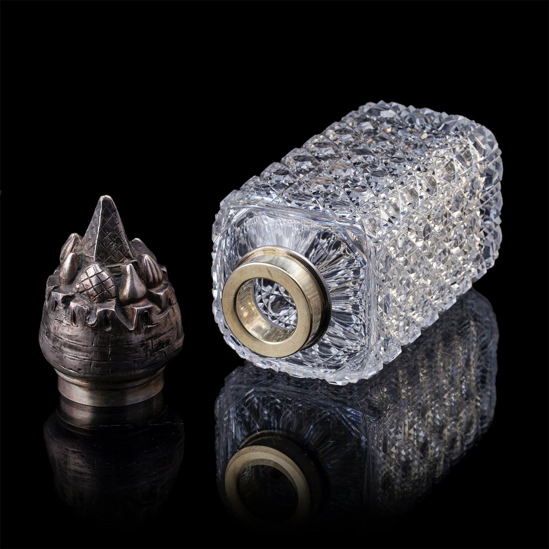 Unusual Russian cast silver and cut-glass shtof — image 3