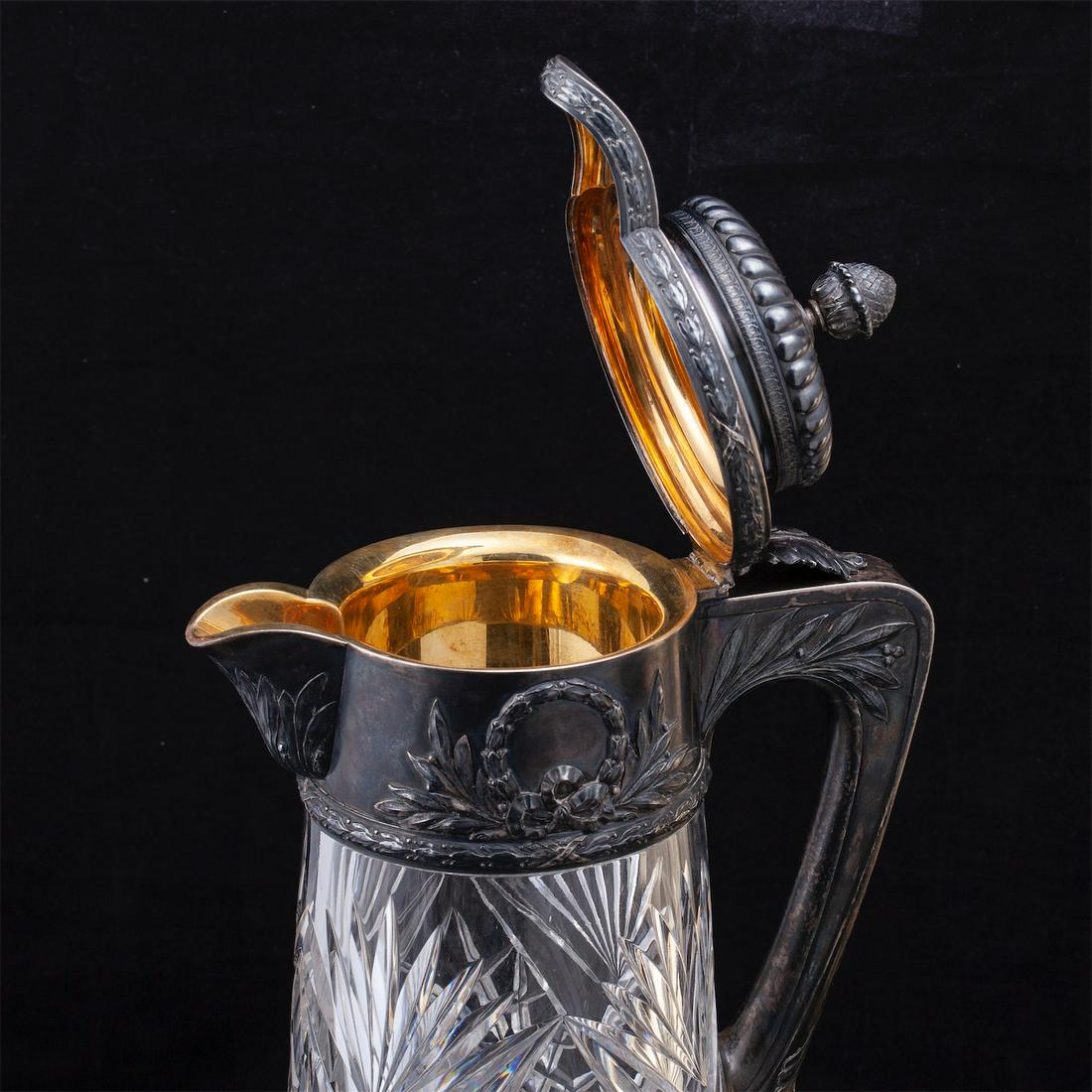 A Russian grand silver-gilt and cut-glass carafe — image 4