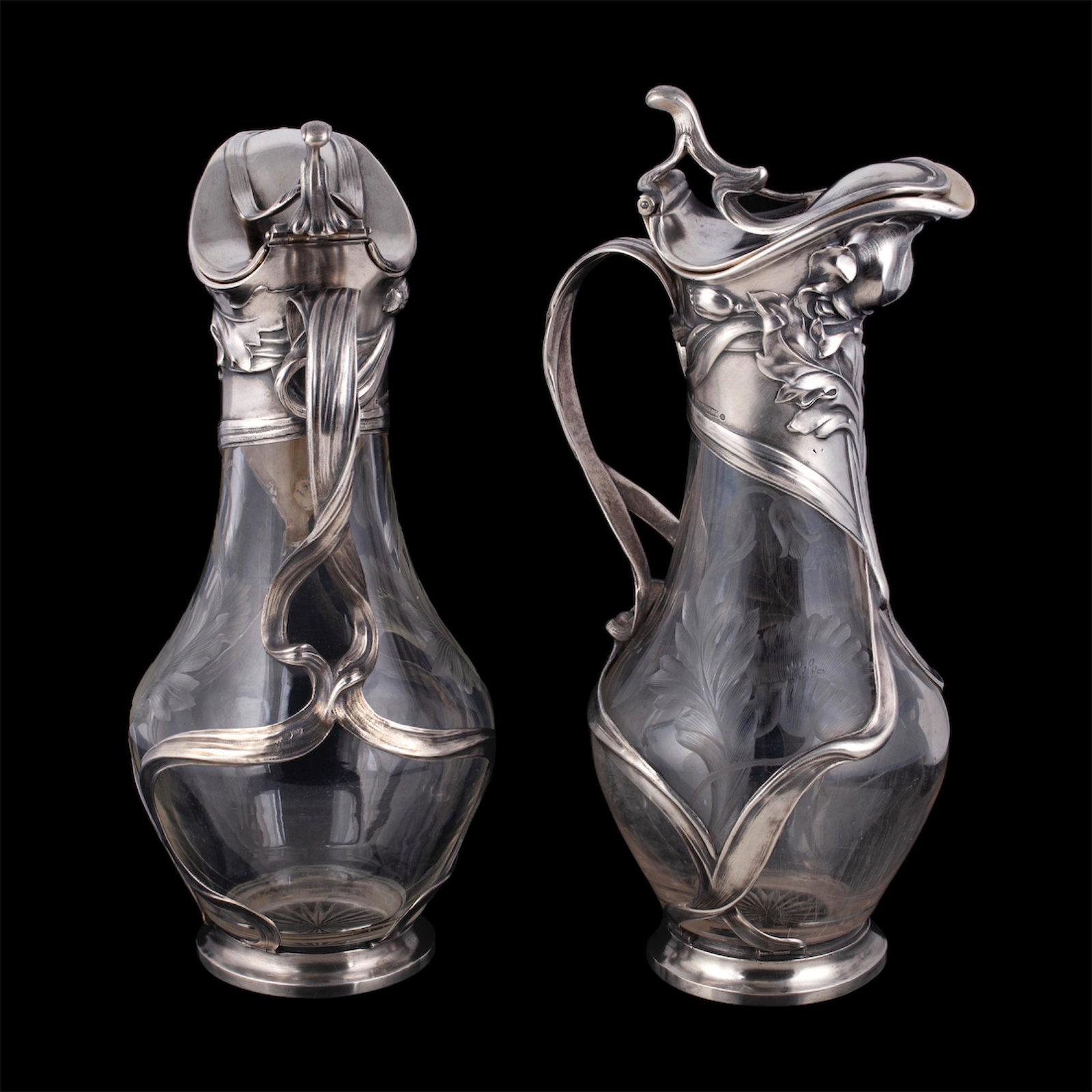 A pair of elegant Russian Art Nouveau decanters — image 4