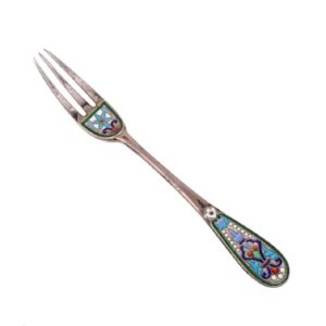 Russian silver-gilt and enamel decorative fork — image 1