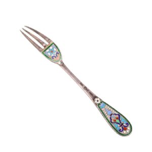 Russian silver-gilt and enamel decorative fork — image 2