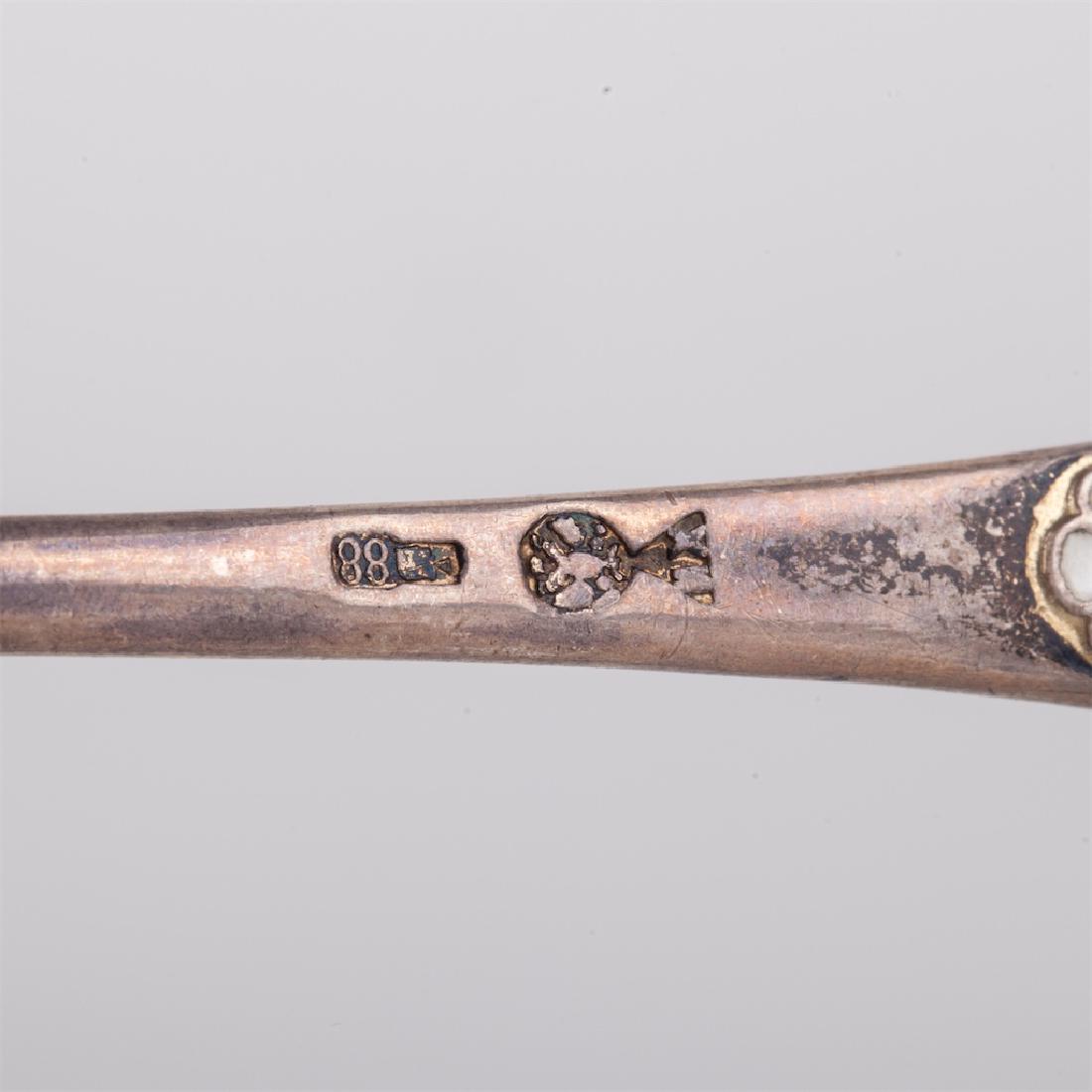 Russian silver-gilt and enamel decorative fork — image 3
