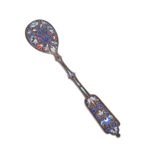 Russian silver-gilt and enamel tea spoon — image 1
