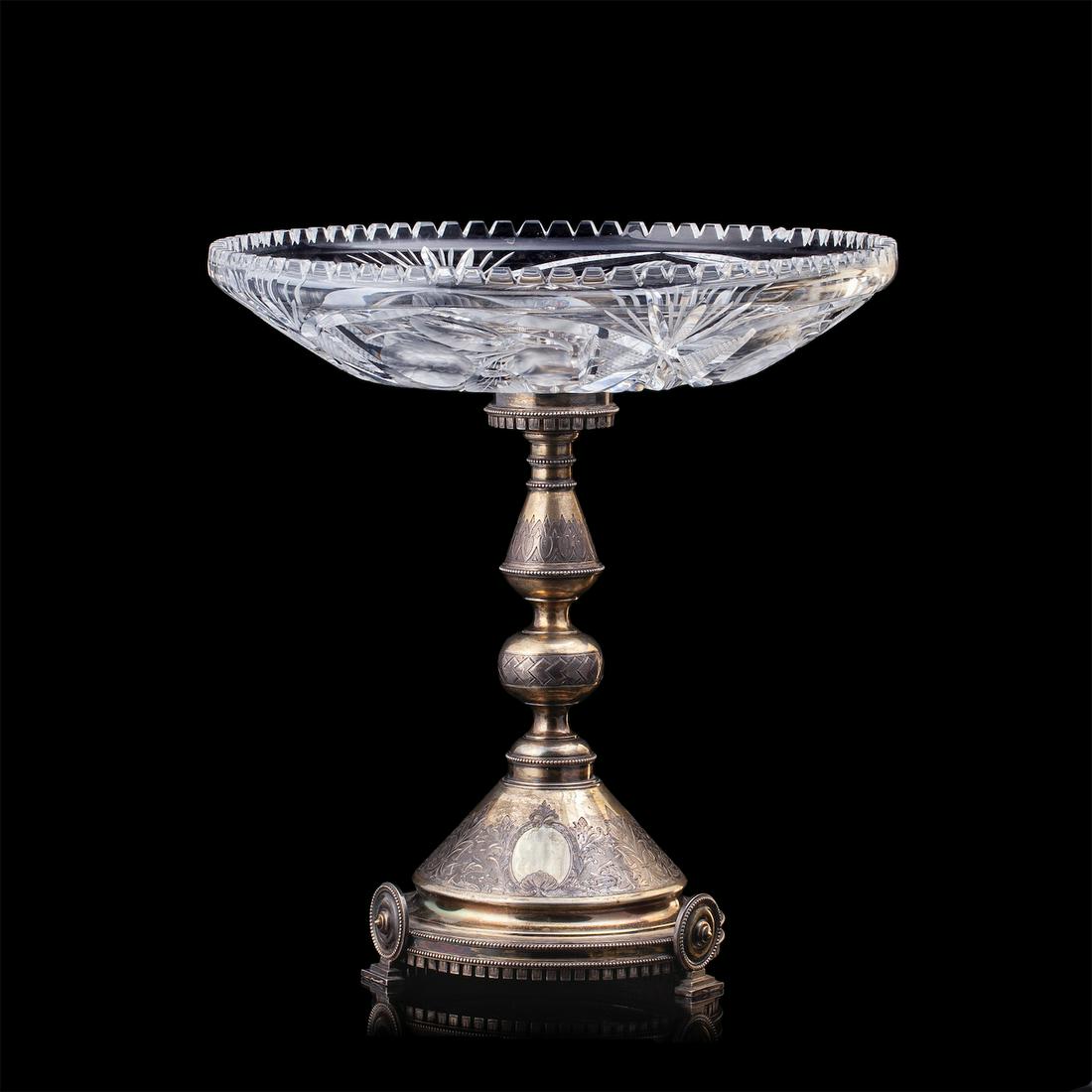A Russian style silver-gilt and cut-glass vase — image 1