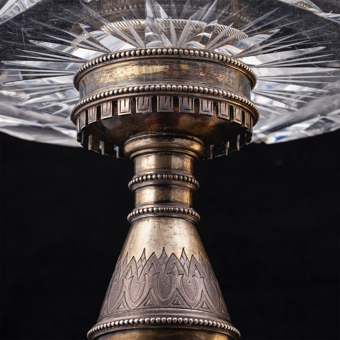 A Russian style silver-gilt and cut-glass vase — image 4