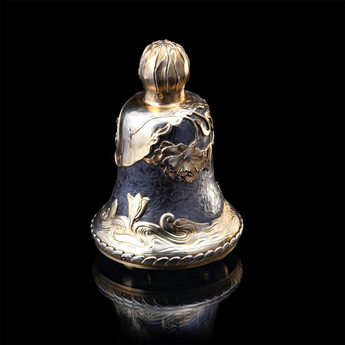 A decorative silver-gilt and cut glass flask — image 2