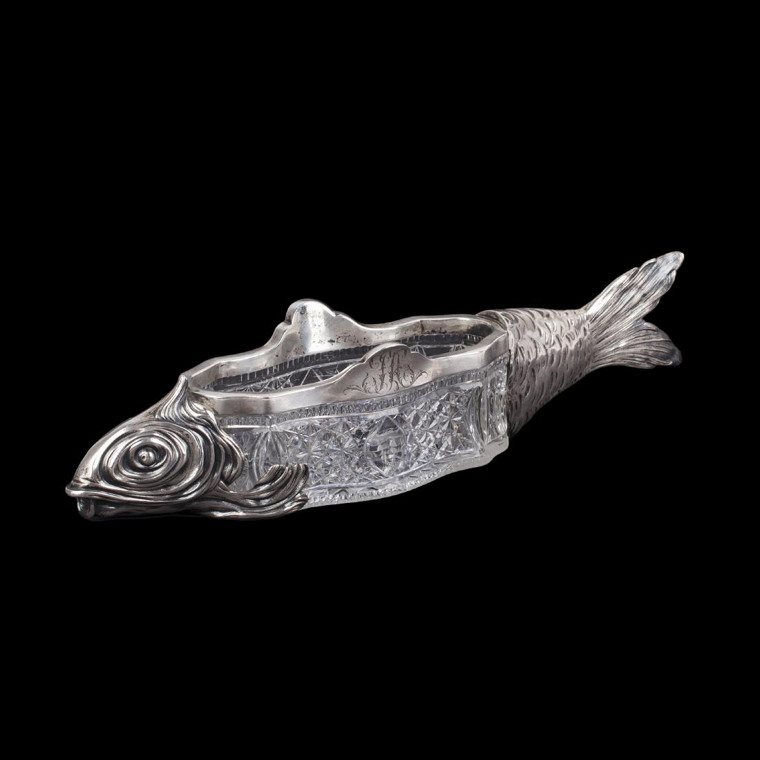 Rare silver and cut crystal caviar bowl — image 1