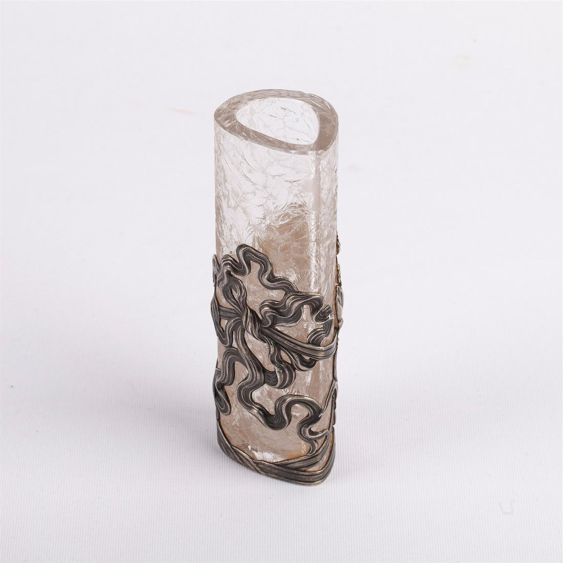A decorative silver-gilt & cut glass vase — image 2