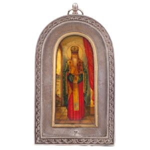 Travel icon of Saint Spiridon in silver riza — image 1