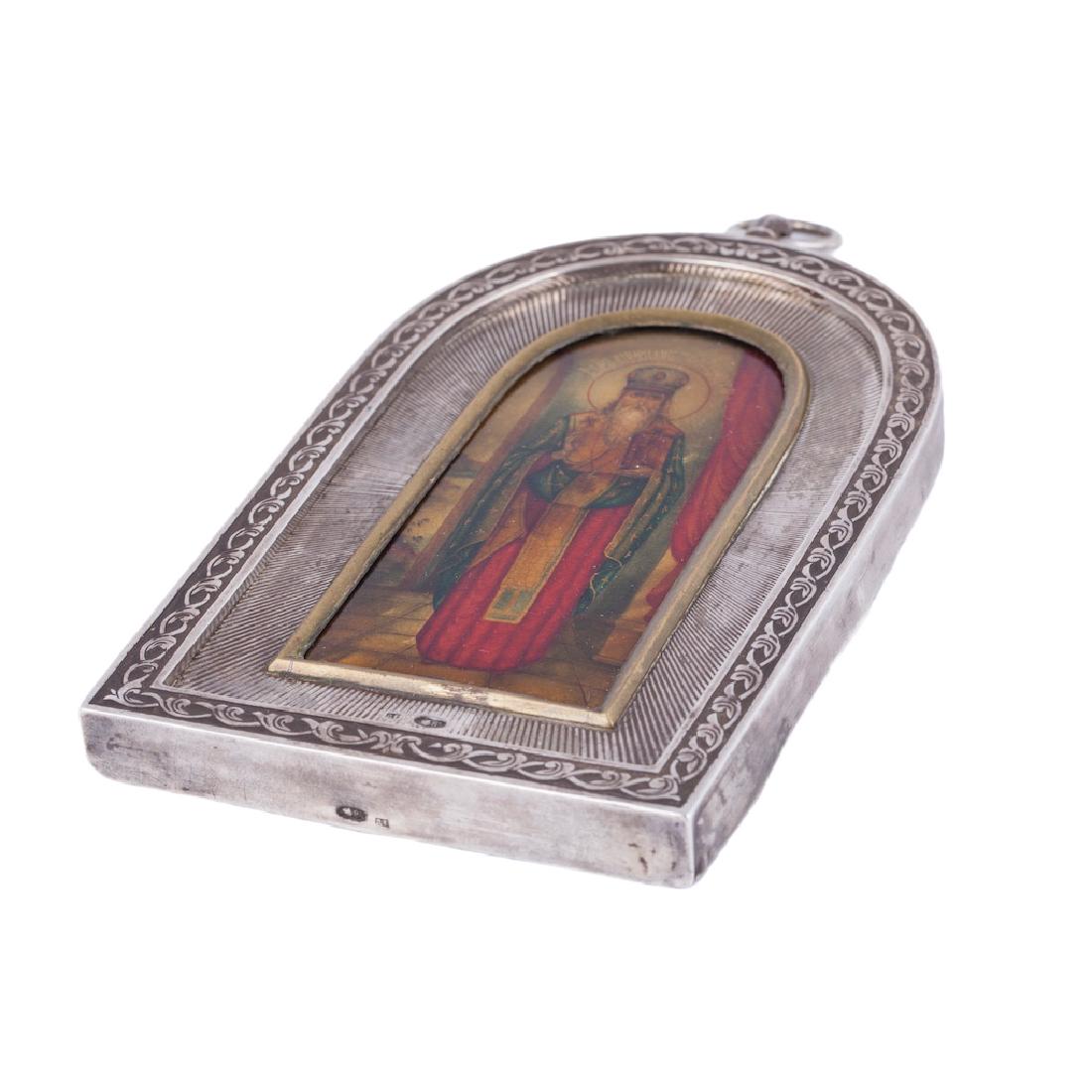 Travel icon of Saint Spiridon in silver riza — image 4