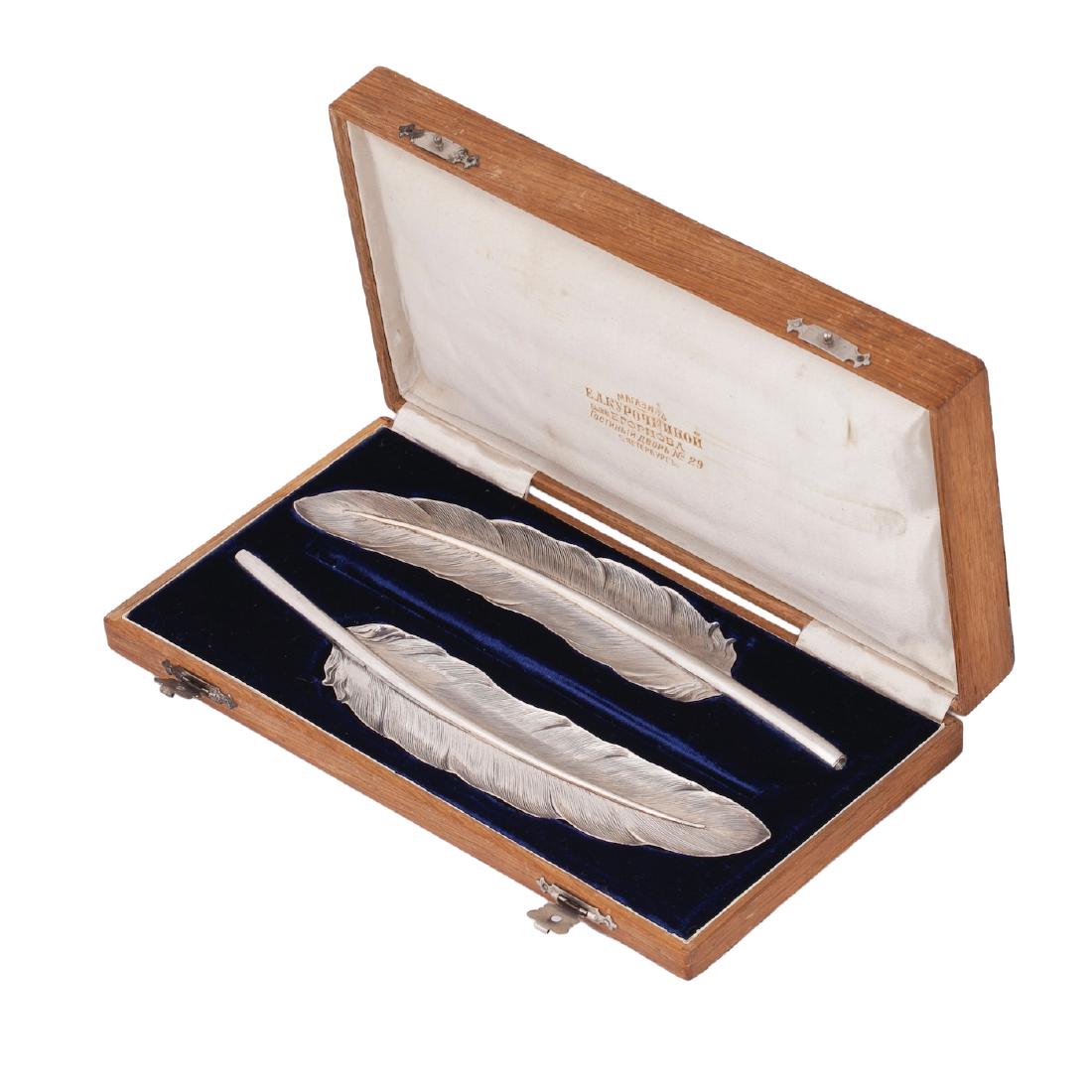 Russian silver pair of pen holders — image 1