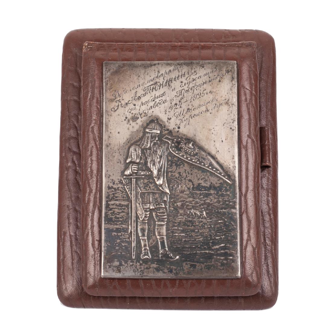 Russain silver and leather notepad "Bogatyr" — image 1