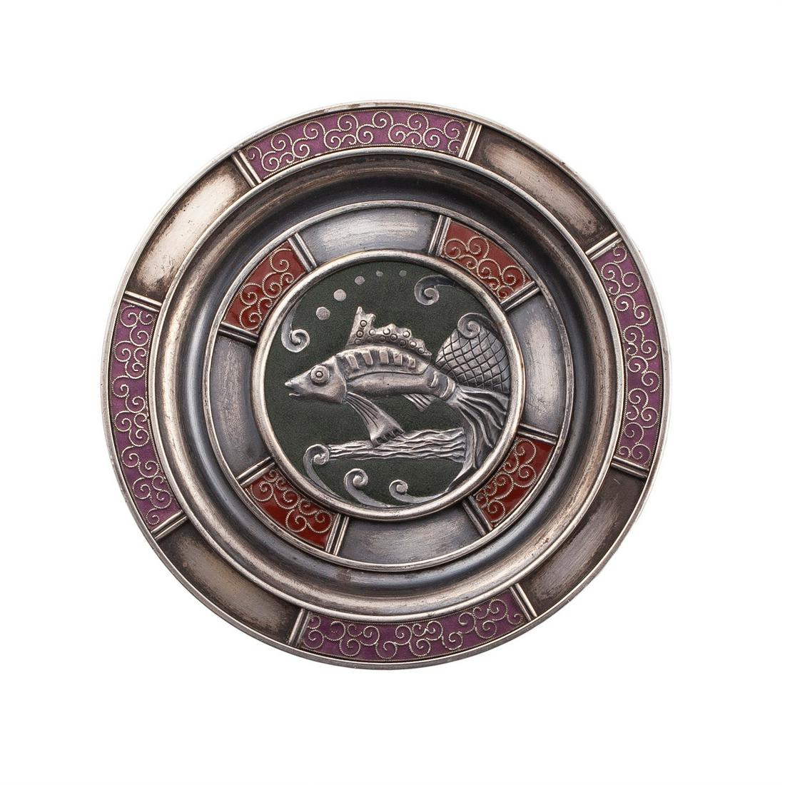 An unusual Faberge en plein enamel dish — image 1
