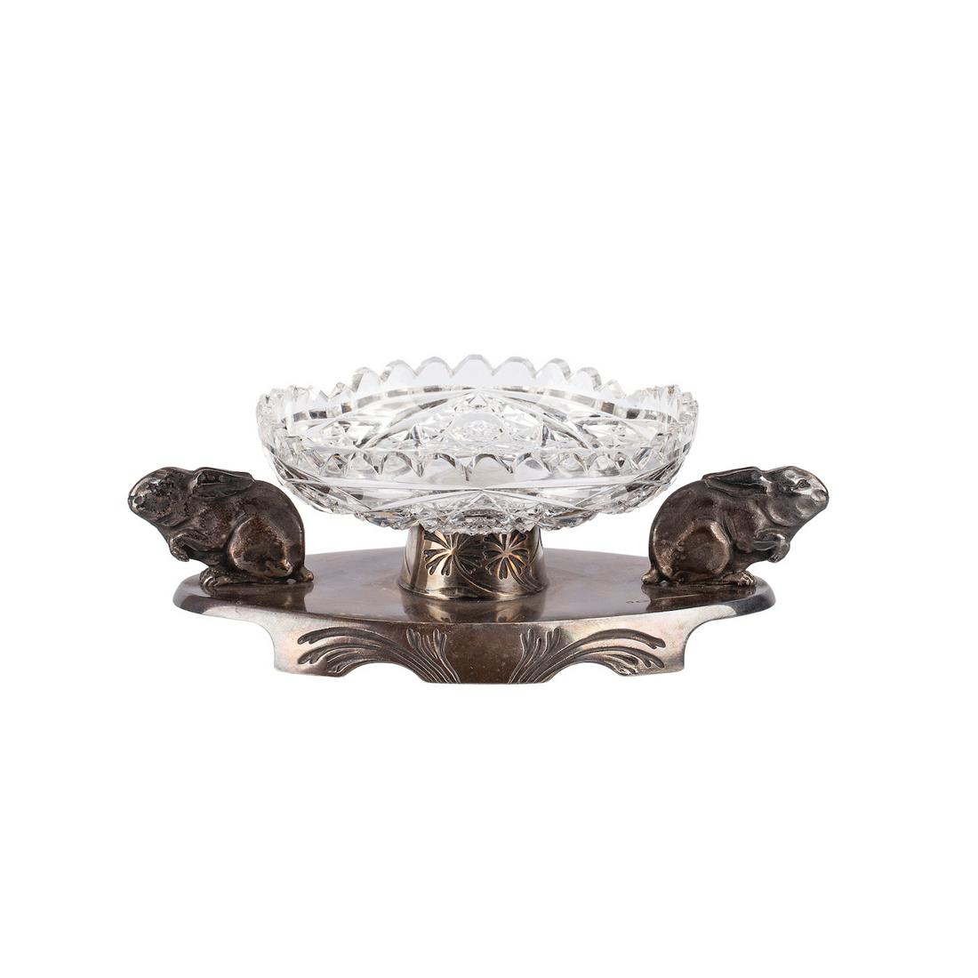An unusual Russian silver-gilt & cut-glass vase — image 1