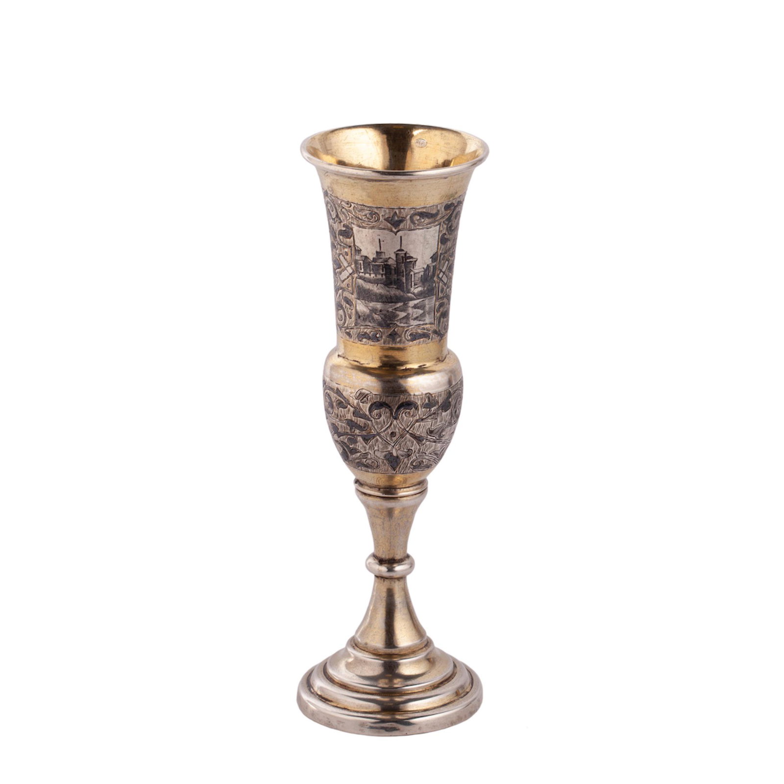 A Russian silver and niello champagne flute — image 1