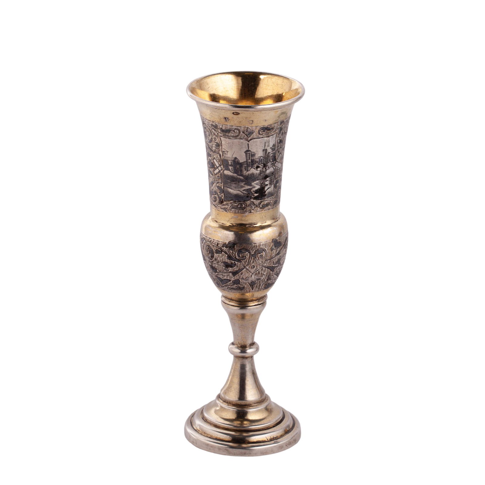 A Russian silver and niello champagne flute — image 2