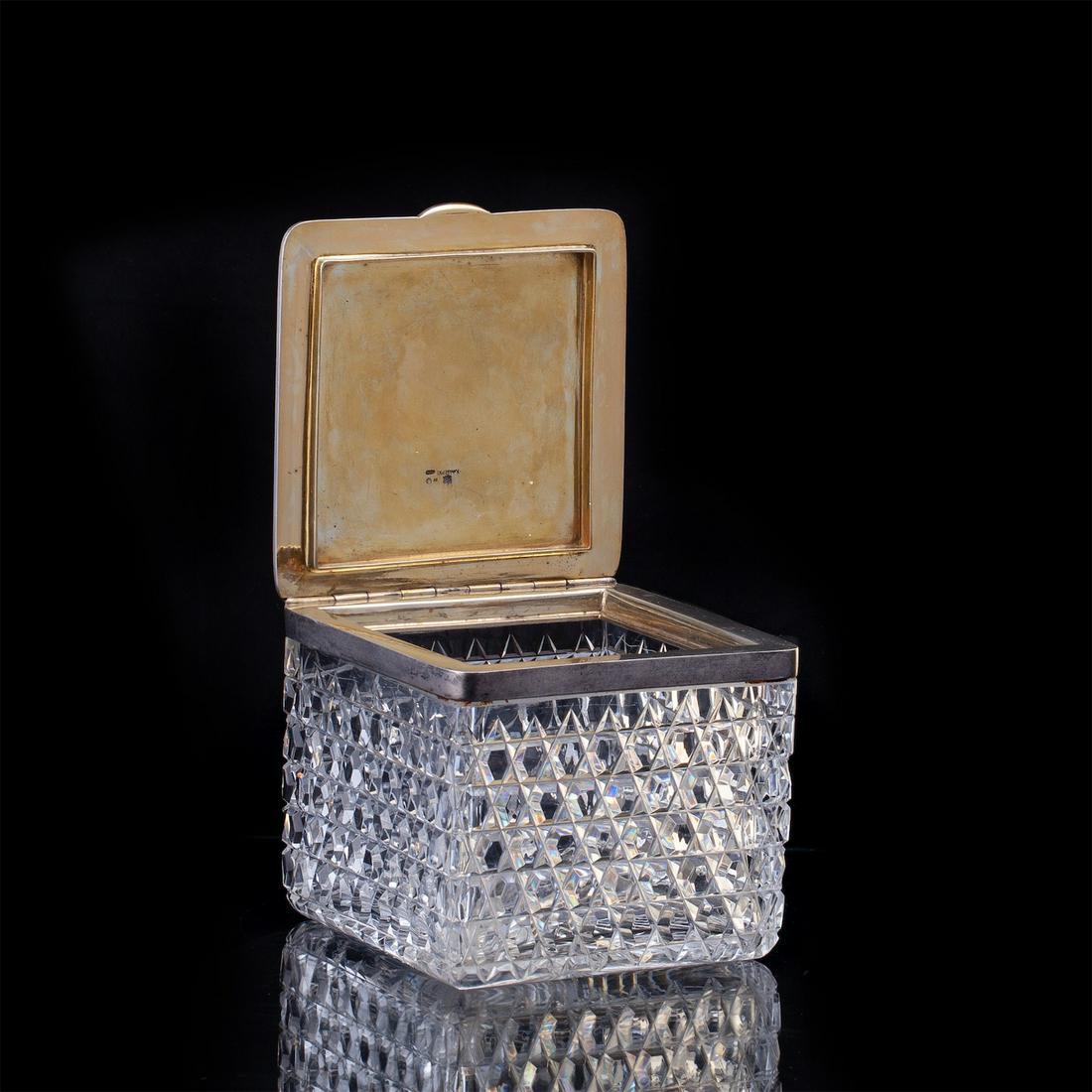 A rare Faberge silver-gilt, cut-glass casket — image 2