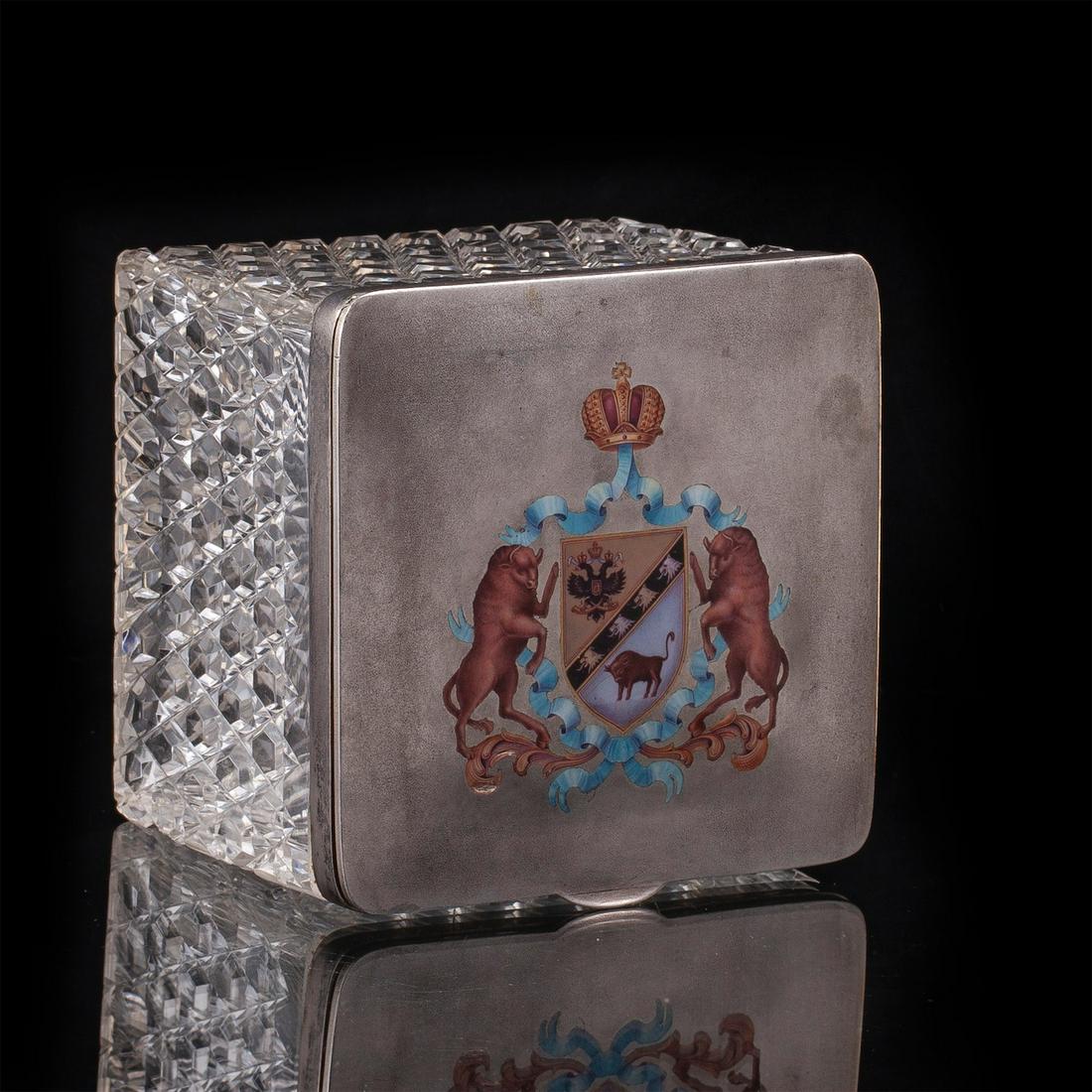 A rare Faberge silver-gilt, cut-glass casket — image 3
