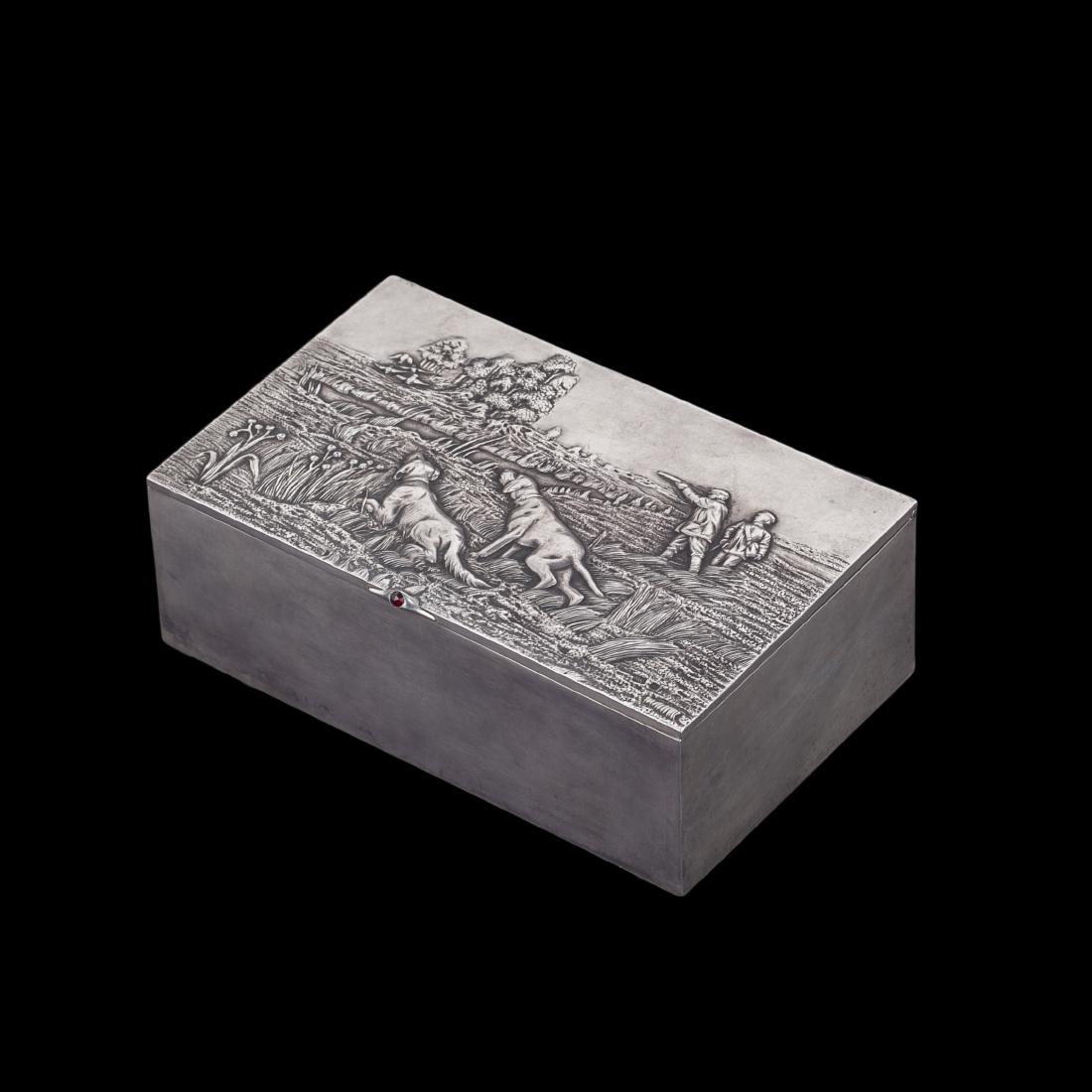 Russian cast silver-gilt cigar box — image 1