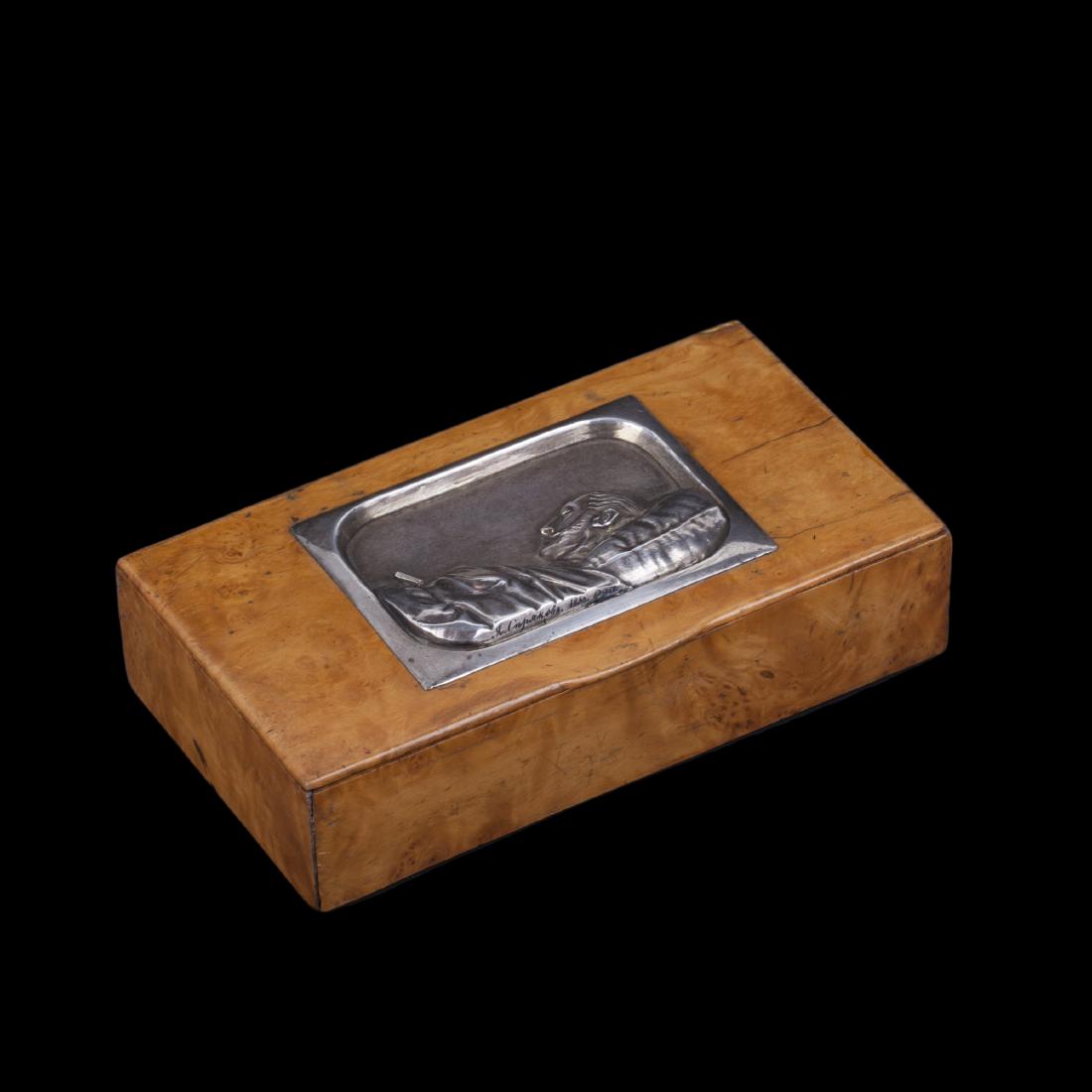 Russian cast silver and wood memorial box — image 1