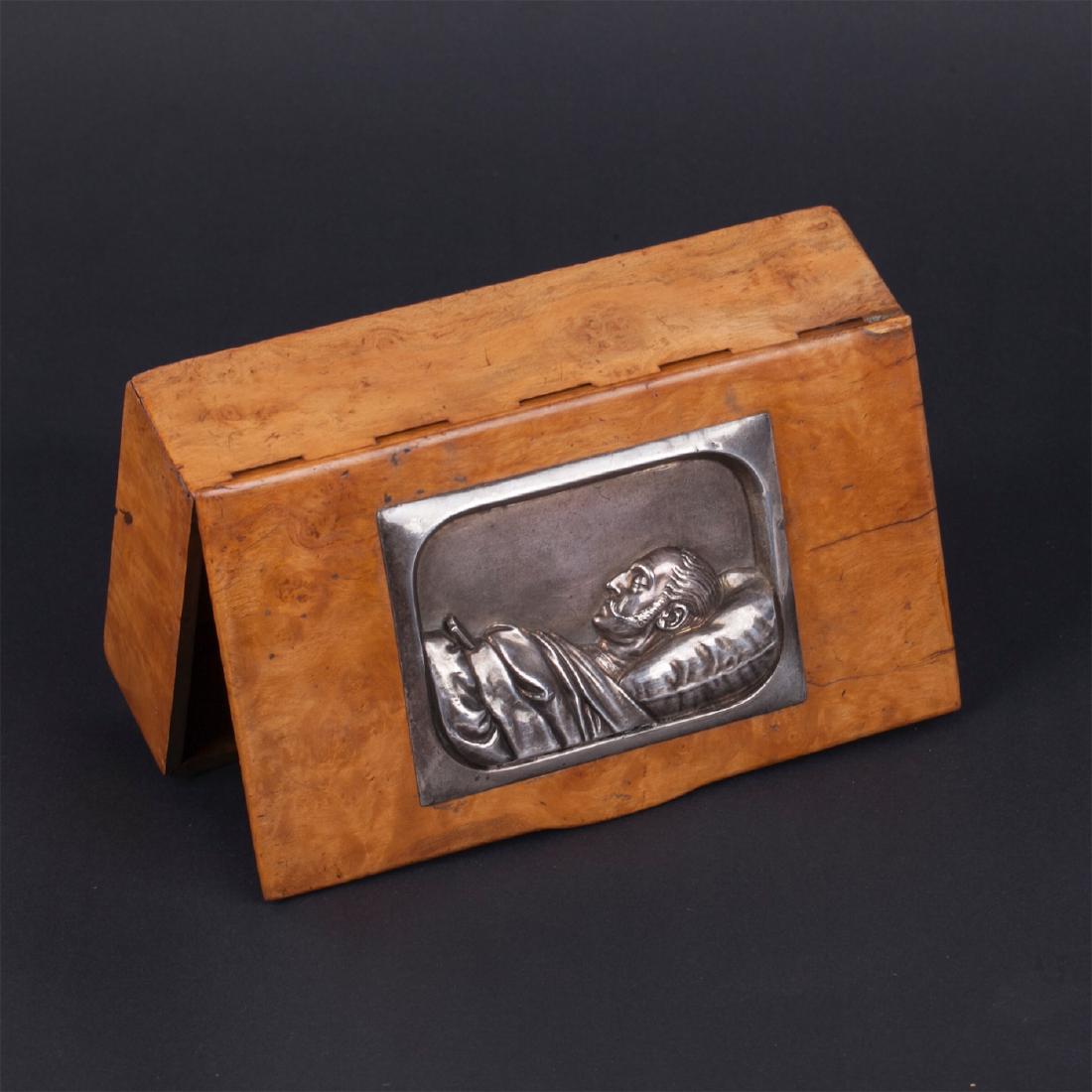 Russian cast silver and wood memorial box — image 2