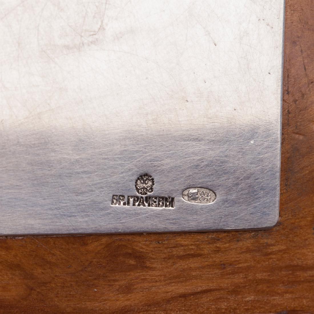 Russian cast silver and wood memorial box — image 7
