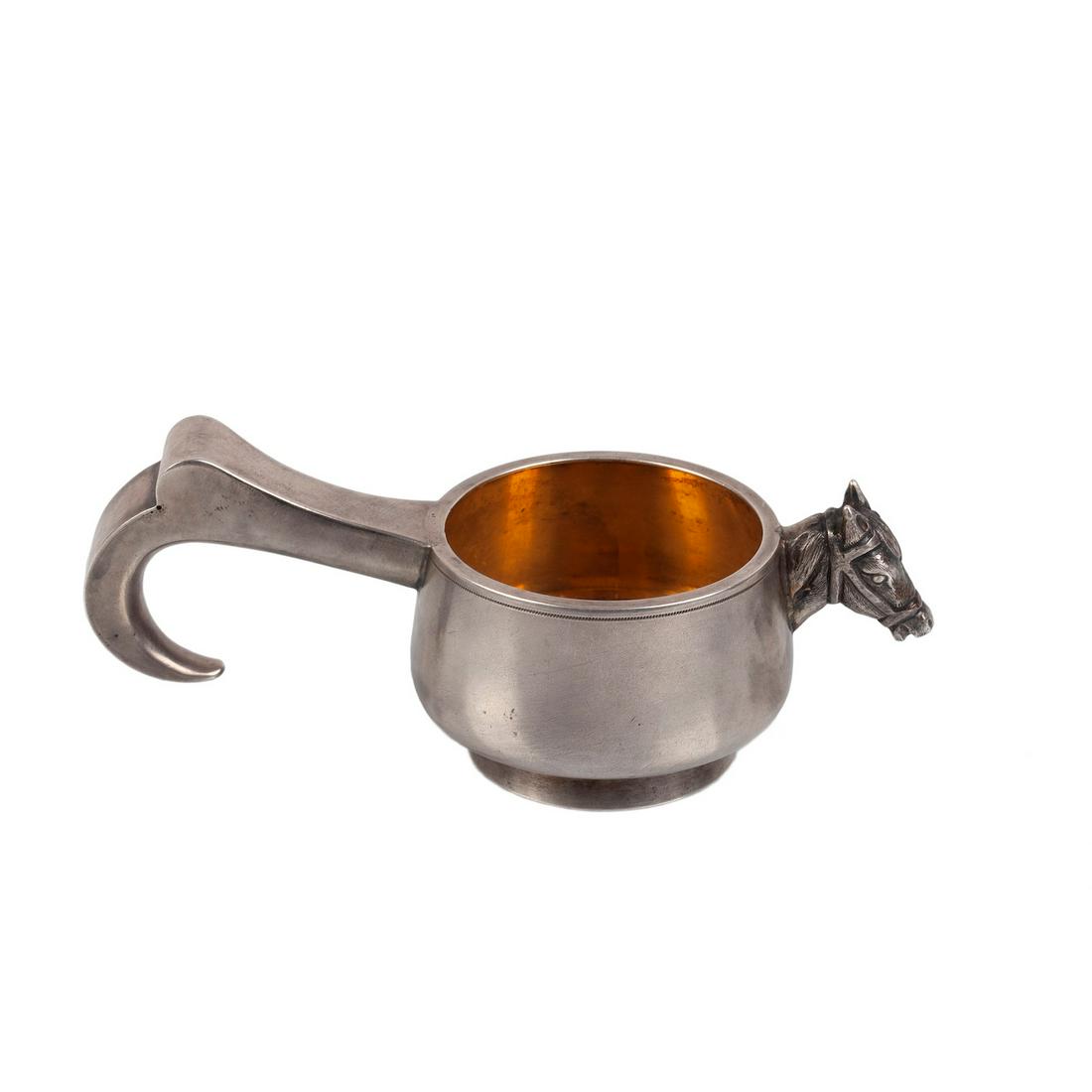 A Russian silver-gilt kovsh with a horse head — image 1