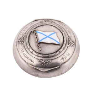 Russian silver snuff box with St Andrew flag — image 1
